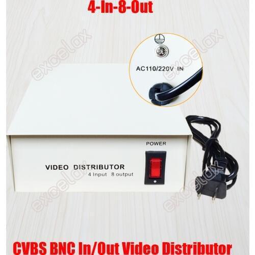 AC110V 220V 4 In 8 Out Composite BNC Connector Video Distributor 4-8CH Video Splitter Amplifier for CCTV Security Camera System