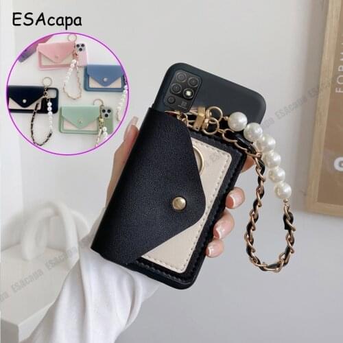 Coin Wallet Card Holder Flip Case For Huawei Honor 50 V30 Pro SE V40 X10 MAX 5G Pearl Bracelet TPU Phone Cover For Honor Play 5T