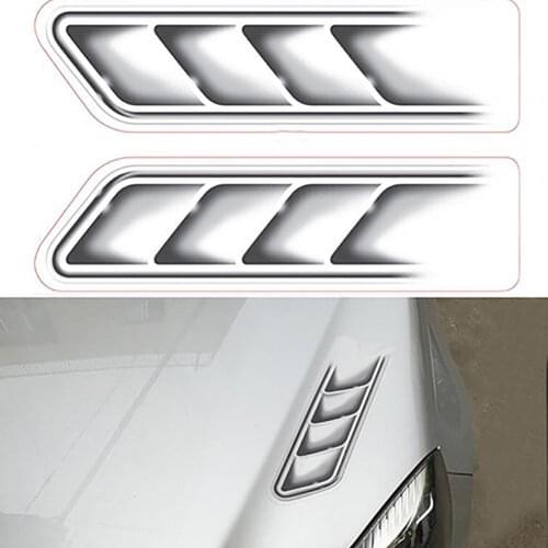 80% Hot Sell 2Pcs/Set Creative 3D Car Stickers Side Fake Vents Front Cover Decorative Decals