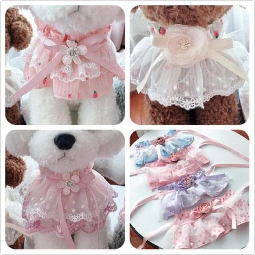 Pet Flower Lace Bib Pet dogs drool towel Teddy bib sweet Princess Scarf Bib Pet Necklace and Collar