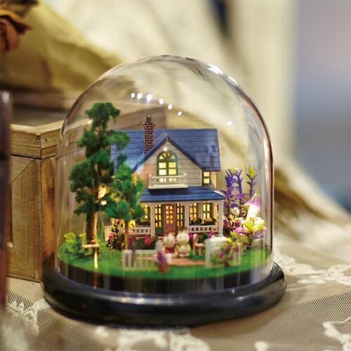 Miniature DIY Dollhouse Rotate Music Box Miniature Assemble Kits DIY Dollhouse Doll House Casa Toys With Furnitures Doll Houses