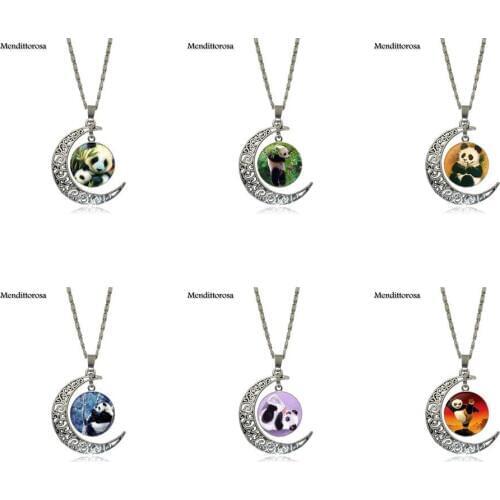 Mendittorosa Giant Panda Baby Fashion Necklace For Girls Handmade Moon Shape Choker Necklace Jewelry Multi Designs