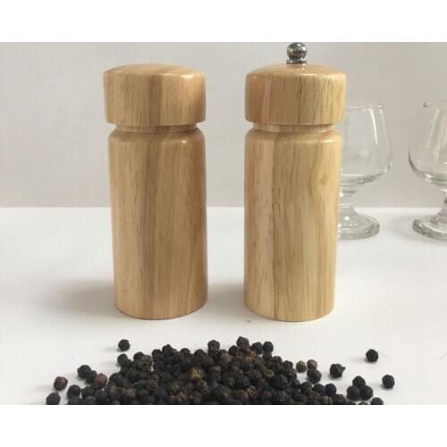 Bottle Shaped Pepper mill & shaker Set,Rubber Wood , 5 inch high