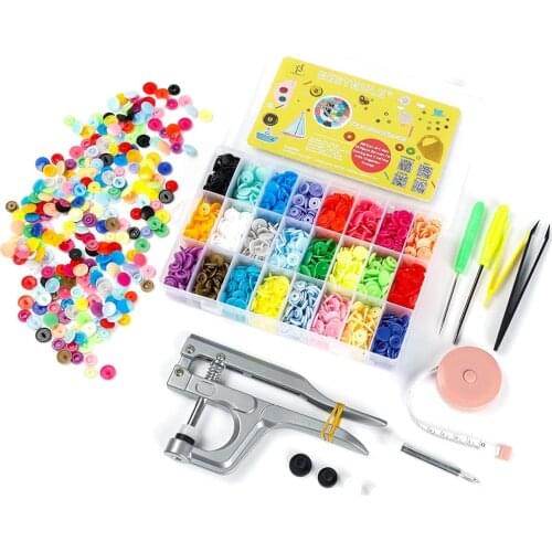 BESTNULE Snaps and Snap Pliers Set, 360 Sets 24 Colors T5 Plastic Buttons for Sewing and Crafting with Organizer Storage