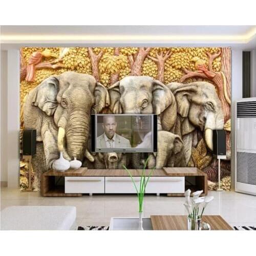 Custom mural 3d photo wallpaper Painted relief elephant background living room home decor 3d wall murals wallpaper for wall 3 d