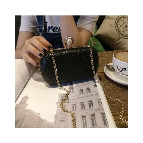 New fashion weave striped pu leather pearl leather pair mini bag old bag clutch bag female chain purse handbag shoulder bag