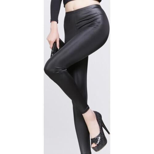 New Fashion Women Nylon Leggings High Waist Stretch Skinny Shiny Pants Slim Fit Legging Autumn Trousers SEC88