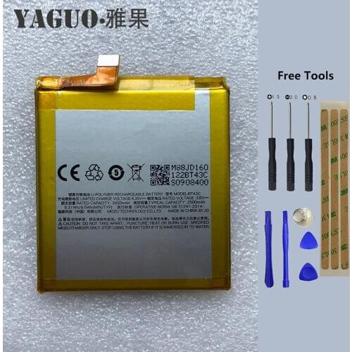 Meizu M2 mini Battery New High Quality BT43C 2450mAh Battery Parts Replacement for Meizu M2 mini Smart Phone + Free Tools