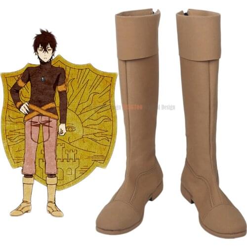 Yuno Shoes Cosplay Black Clover Kingdom Golden Dawn Magic Knight Yuno Cosplay Boots Brown Shoes Custom Made Any Size