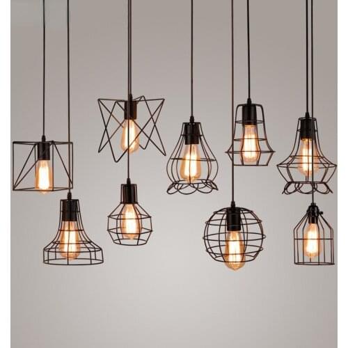 Industrial Retro Iron Art Pendant Light Dining Room Restaurant Kitchen Hanging Lamp Loft Vintage Simple Bedroom Bar Pendant Lamp