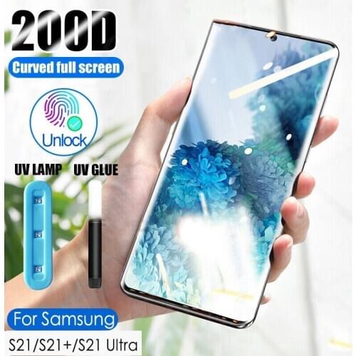 S21 Ultra UV Glass Protector+UV Full Glue Screen Tempered Glass For Samsung galaxy S21 Plus S21 Ultra 5G Cover Curved Edge Film