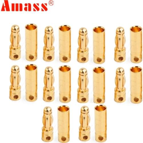 Pairs Amass AM-1003B 4.0mm banana plug and socket 24k gold connector banana plug For RC Battery