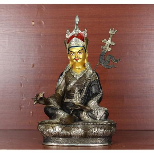 Buddha statue large # HOME family efficacious safe Talisman Tibetan Buddhism Guru Rinpoche Padmasambhava Buddha brass statue
