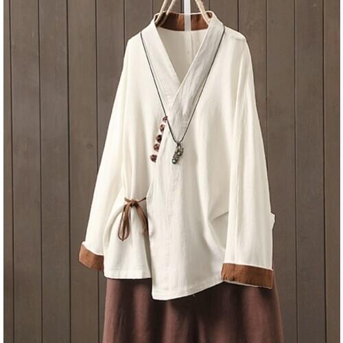 Traditional Chinese Clothing White Cheongsam Top Women Clothes 2020 Tang Suit Chinese Blouse Hanfu Online Chinese Store 10072