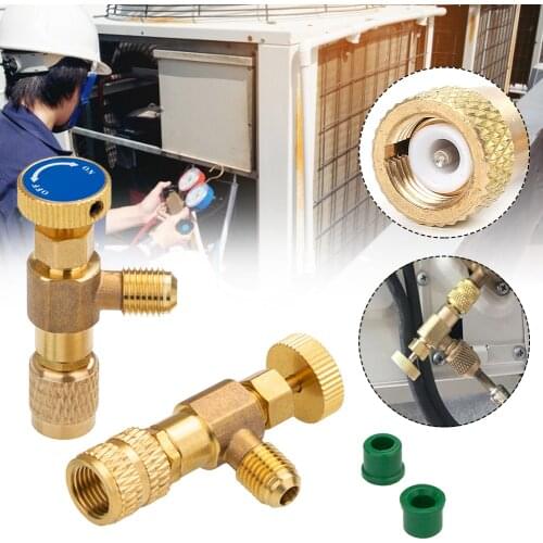High Quality Refrigeration Charging Air Conditioning Adapter For R410A R22 1/4" Liquid Safety Valve Hose R22 Copper Adapter