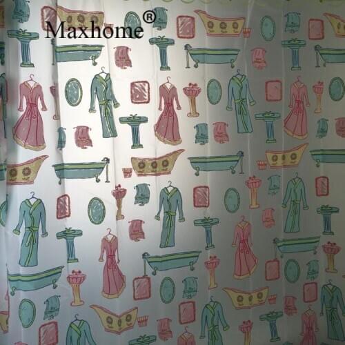 Japanese Style Lovely Dress Bathroom Waterproof Shower Curtain With 12pcs Curtains Hooks Rings Home Deco Accessories 180*180