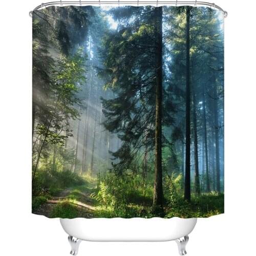 3d Printed Forest New Style Shower Curtains Polyester Fabric Waterproof Bath Curtain Set Bathroom Decoration Screen Washable