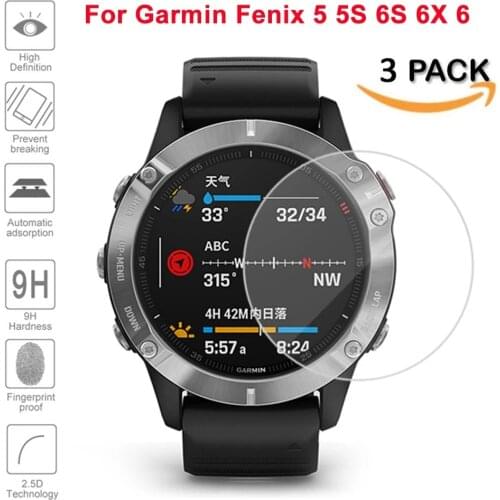 3Pcs Protective For Garmin Fenix5X 5s Plus 6S 6X 6Pro Ultra Clear Tempered Glass Film Guard Premium Screen Protector Accessories