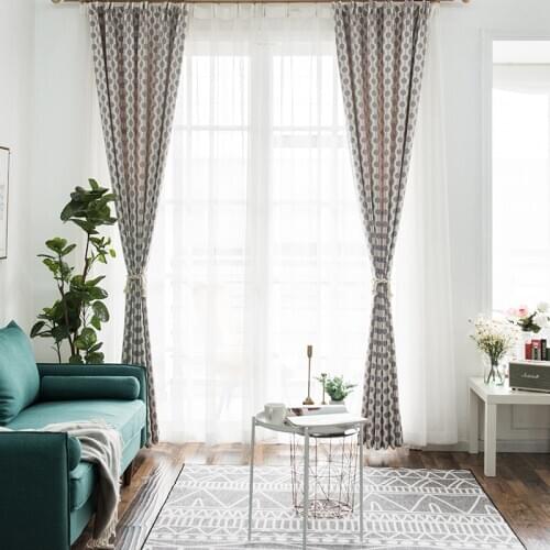 Modern Minimalist Chenille Jacquard Shading Curtains for Living Dining Room Bedroom
