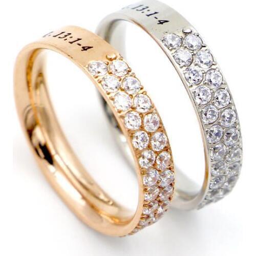 Martick Spring Style Ring 316L Stainless Steel With Two Raws Shining Clear CZ Rings For Woman Fashion Finger Jewelry R55