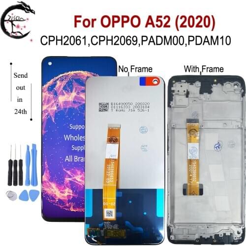 6.5" LCD With Frame For OPPO A52 2020 LCD CPH2061 CPH2069 Display Screen Touch Sensor Digitizer Assembly A52 Display Replacement