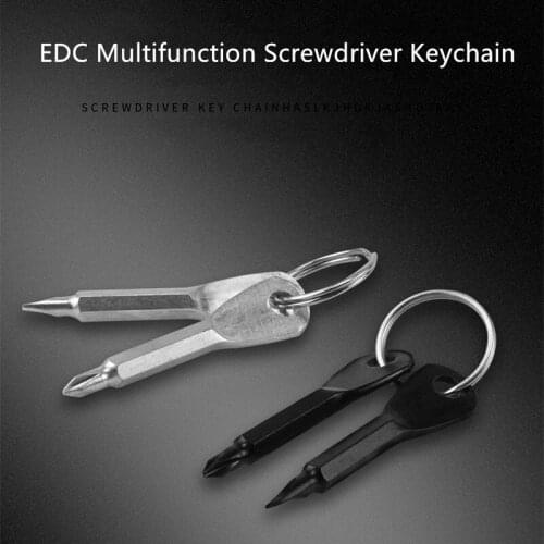1Set EDC Multifunction Screwdriver Keychain Key Shape Precision Cast Steel Mini Slotted Screwdrivers Keychain Pocket Repair Tool