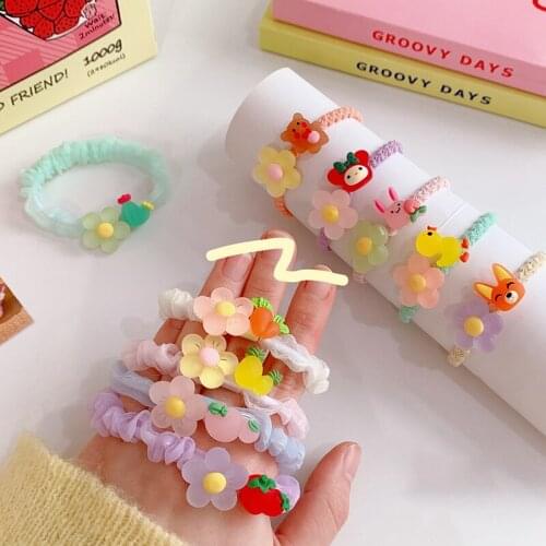 1Pcs Girls Cute Cartoon Animals Fruit Elastic Hair Bands Ponytail Holder Scrunchies Kid Hair Accessories Rubber Bands Hair Ties