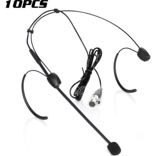 10Pcs Mini XLR 4 Pin TA4F Earset Dual Earhook Headset Microphone System For Shure Wireless Microphones Bodypack Transmitter SLX1