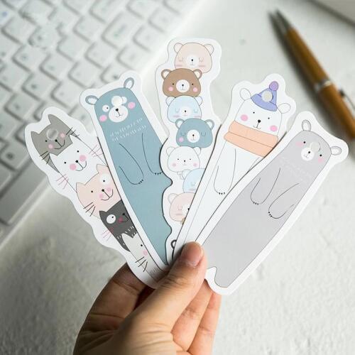 30 pcs Kawaii animal family bookmarks Cute bears cats bookmarks post card Funny gift Stationery School supplies FC838