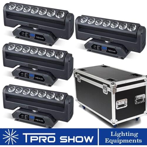 4pcs Moving Head Pixel Blade 7 LED Bar Infinite Rotation Beam Wash Stage Lights Equipment Flightcase Packing for Professional DJ