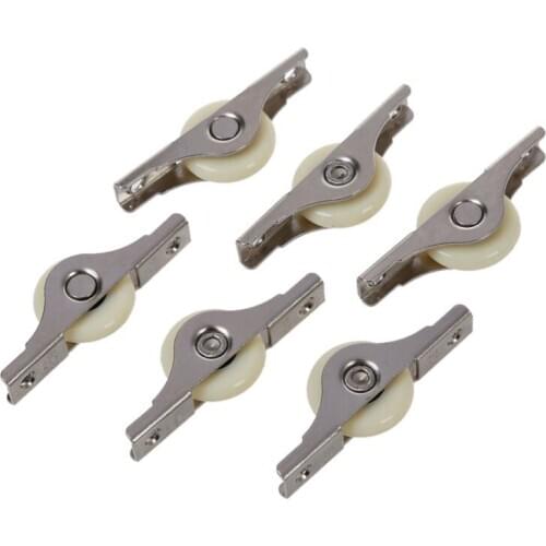 6PCS White Doors Window Single Nylon Sliding Roller Pulley Wheel 62mm Length
