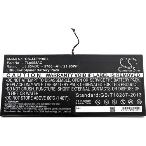 Cameron Sino 5700mAh battery for ALCATEL One Touch Plus 10" OT-8085 TLp058AC Tablet Battery Li-Polymer