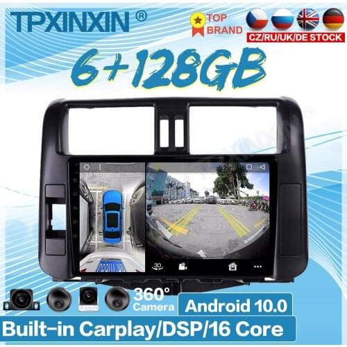 Android 10.0 For Toyota Prado 2010-2013 360 HD Auto Surround View Camera Car Multimedia Player Stereo Radio GPS Navigtion DSP