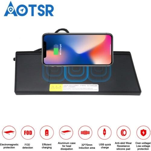 Aotsr Car Wireless Charger For Volkswagen Tiguan 2016- 2019 Intelligent Infrared Fast Wirless Charging for Samsung iPhone Huawei