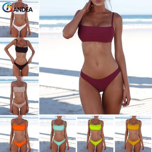 BANDEA 2019 Sexy Women Swimwear Swimsuit Push Up Bikini Set Solid Beachwear Bathing Suit Bandeau Bikinis de las mujeres