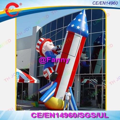 Free shipping 4m/6m/8m giant inflatable uncle sam ride on rocket, giant inflatable usa uncle sam missile models for advertising