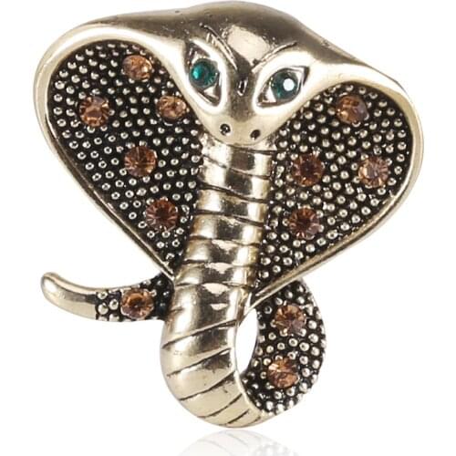 Retro Animal Snake Brooch Crown Lion Head Crystal Lapel Pins Suit Shirt Collar Corsage Badge Brooches for Women Men Accessories