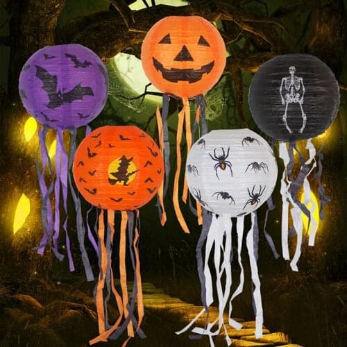 Halloween Paper Lantern Portable Hanging Lantern Glowing Theme Party Props Decoration for Home Garden Courtyard TS2