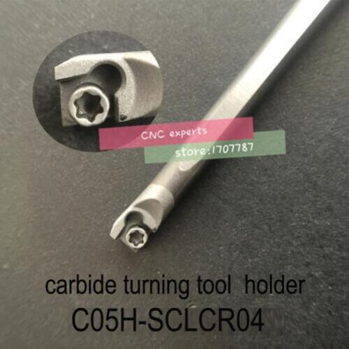 C05H-SCLCR04, carbide turning tool holder diameter 5mm length 100mm use tungsten insert CCGT040104L-F TN60