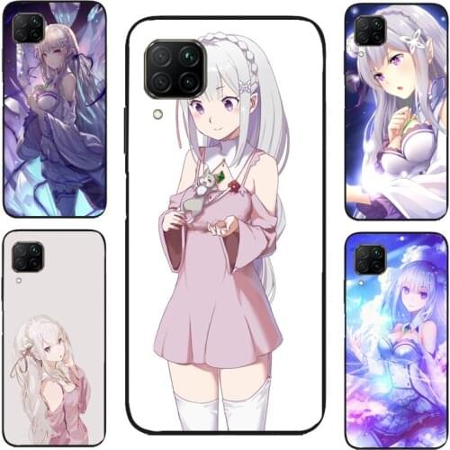 Re Zero Emilia Case For Huawei P30 Lite P20 P40 Mate 20 Lite P Smart 2019 Nova 5T Honor 9X 8X 8A 10i