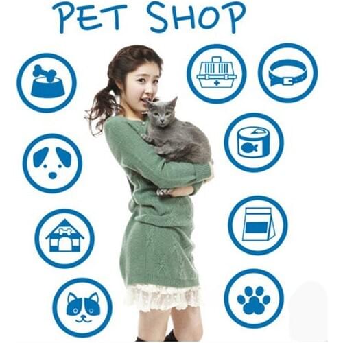 Pet shop sign wall sticker pet care instructions decorative beauty trim dog paw print sticker