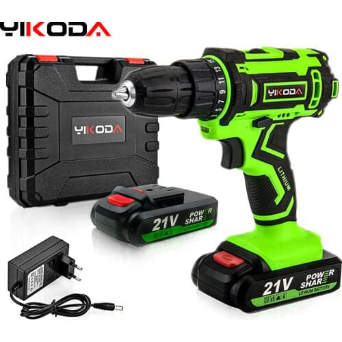 YIKODA 16.8V Electric Drill Rechargeable Lithium Battery Parafusadeira Cordless Double Speed Cordless Drill DIY Power Tools