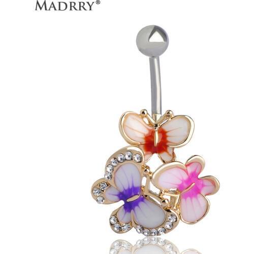 Epoxy Enamel Esmalte Colares Butterflys Belly Button Rings Sexy Body Piercing Jewelry Bars Piercings Navel Piercing Gothic Unhas