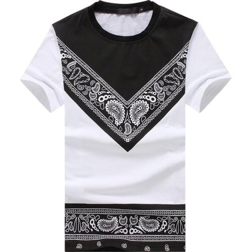 Mens Paisley Print Short Sleeve T Shirt 2021 Summer Brand Casual Patchwork T-shirt Streetwear Harajuku Tshirts Camisetas Hombre