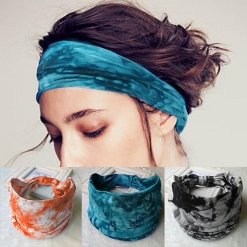 Headwear Bandage Elastic Hair Bands For Girls Hair Band Accessories Women Tie Dye Printing Twist Stretch Cotton Headbands