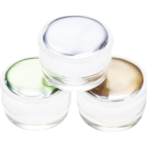 Cosmetic Bottle 5g Double Layer Jar Acrylic Refillable Makeup Face Cream Container Storage Travel Packing Silver/Yellow/Green