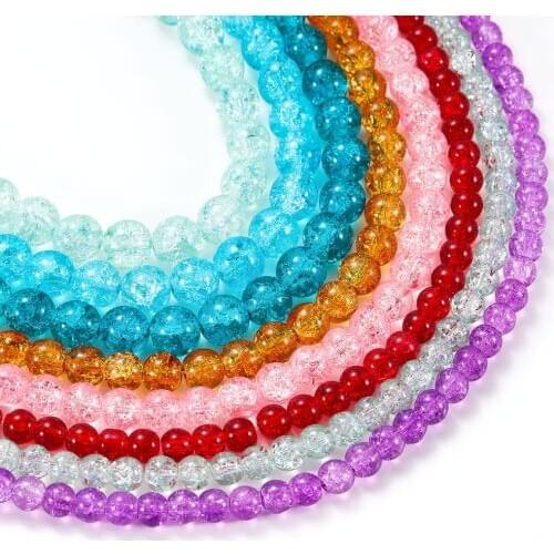 Multicolor Cracked Quartz Natural Stone Round Beads For Jewerly Making Crystal Ball for Diy Bracelet Necklace 8m-12m