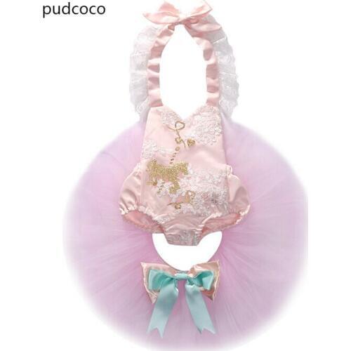 Cute Newborn Baby Girl Sequins Halter Rompers+Tutu Skirt Princess Clothes Set Summer Toddler Sleeveless star Bow Party Outfits