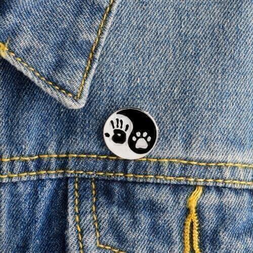 Miss Zoe Give me five! pin palm and paw pins Cute Dog puppy Cat Kitten Brooch Pins DIY Badge Gift Jewelry for women girl kids