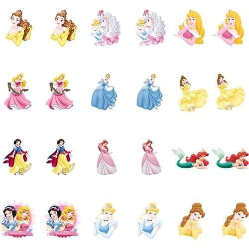 Disney Ariel Belle Princess Jasmine Earrings Fashion Childrens Gifts Cute And Sweet Resin Earrings Acrylic Earrings